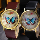 Women Vintage Luxury Butterfly Faux Leather Analog Quartz Wrist Watch Jewelry