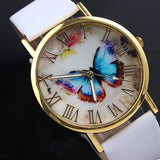 Women Vintage Luxury Butterfly Faux Leather Analog Quartz Wrist Watch Jewelry