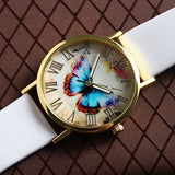 Women Vintage Luxury Butterfly Faux Leather Analog Quartz Wrist Watch Jewelry