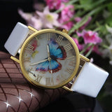 Women Vintage Luxury Butterfly Faux Leather Analog Quartz Wrist Watch Jewelry
