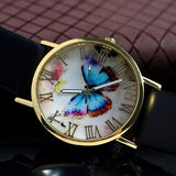 Women Vintage Luxury Butterfly Faux Leather Analog Quartz Wrist Watch Jewelry