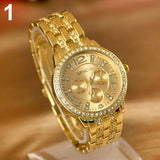 Men's Geneva Fashion Embedded Rhinestone Analog Quartz Round Dial Wrist Watch
