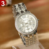 Men's Geneva Fashion Embedded Rhinestone Analog Quartz Round Dial Wrist Watch