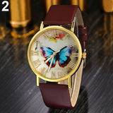 Women Vintage Luxury Butterfly Faux Leather Analog Quartz Wrist Watch Jewelry