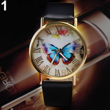 Women Vintage Luxury Butterfly Faux Leather Analog Quartz Wrist Watch Jewelry