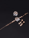 Rhinestone Necklace & Earrings & Bracelet & Ring