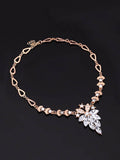 Rhinestone Necklace & Earrings & Bracelet & Ring