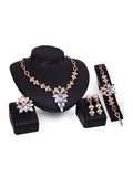 Rhinestone Necklace & Earrings & Bracelet & Ring
