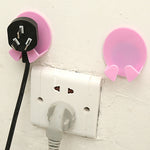 2Pcs Home Appliance Office Wall Adhesive Plastic Power Plug Holder Hanger Hook