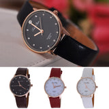 Fashion Faux Leather Band Wristwatch Rhinestone Inlaid Quartz Couple Wrist Watch - ENSEIGNE DENIS