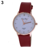 Fashion Faux Leather Band Wristwatch Rhinestone Inlaid Quartz Couple Wrist Watch - ENSEIGNE DENIS