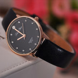 Fashion Faux Leather Band Wristwatch Rhinestone Inlaid Quartz Couple Wrist Watch - ENSEIGNE DENIS