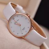 Fashion Faux Leather Band Wristwatch Rhinestone Inlaid Quartz Couple Wrist Watch - ENSEIGNE DENIS
