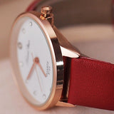 Fashion Faux Leather Band Wristwatch Rhinestone Inlaid Quartz Couple Wrist Watch - ENSEIGNE DENIS