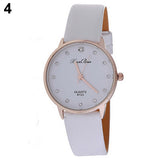 Fashion Faux Leather Band Wristwatch Rhinestone Inlaid Quartz Couple Wrist Watch - ENSEIGNE DENIS