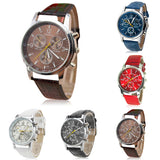 Men Women Fashion Faux Leather Band Quartz Analog Arabic Numerals Wrist Watch - ENSEIGNE DENIS