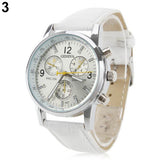 Men Women Fashion Faux Leather Band Quartz Analog Arabic Numerals Wrist Watch - ENSEIGNE DENIS