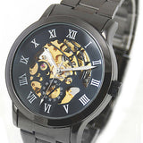 Luxury Men's Roman Numerals Tungsten Steel Mechanical Skeleton Wrist Watch - ENSEIGNE DENIS