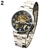 Luxury Men's Roman Numerals Tungsten Steel Mechanical Skeleton Wrist Watch - ENSEIGNE DENIS