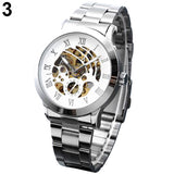 Luxury Men's Roman Numerals Tungsten Steel Mechanical Skeleton Wrist Watch - ENSEIGNE DENIS