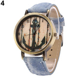 Women Men Vintage Anchor Dial Round Case Quartz Demin Band Analog Wrist Watch - ENSEIGNE DENIS