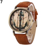 Women Men Vintage Anchor Dial Round Case Quartz Demin Band Analog Wrist Watch - ENSEIGNE DENIS
