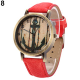 Women Men Vintage Anchor Dial Round Case Quartz Demin Band Analog Wrist Watch - ENSEIGNE DENIS