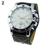 Colorful Men Fashion Oversized Dial Sport Quartz Steel Leather Band Wrist Watch
