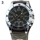 Colorful Men Fashion Oversized Dial Sport Quartz Steel Leather Band Wrist Watch
