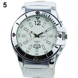 Colorful Men Fashion Oversized Dial Sport Quartz Steel Leather Band Wrist Watch