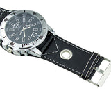Colorful Men Fashion Oversized Dial Sport Quartz Steel Leather Band Wrist Watch