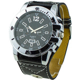 Colorful Men Fashion Oversized Dial Sport Quartz Steel Leather Band Wrist Watch