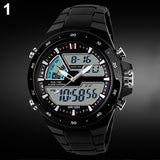 Men Waterproof Sport Digital Analog Dual Time Alarm Date Chronograph Wrist Watch