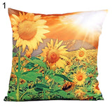 Fashion 3D Sunflower Pattern Cotton Linen Throw Pillow Car Sofa Cushion Cover