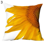 Fashion 3D Sunflower Pattern Cotton Linen Throw Pillow Car Sofa Cushion Cover