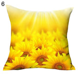 Fashion 3D Sunflower Pattern Cotton Linen Throw Pillow Car Sofa Cushion Cover