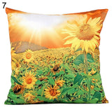 Fashion 3D Sunflower Pattern Cotton Linen Throw Pillow Car Sofa Cushion Cover