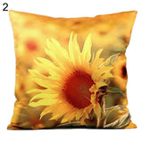 Fashion 3D Sunflower Pattern Cotton Linen Throw Pillow Car Sofa Cushion Cover