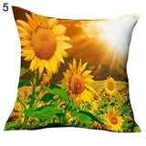 Fashion 3D Sunflower Pattern Cotton Linen Throw Pillow Car Sofa Cushion Cover