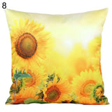 Fashion 3D Sunflower Pattern Cotton Linen Throw Pillow Car Sofa Cushion Cover