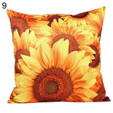 Fashion 3D Sunflower Pattern Cotton Linen Throw Pillow Car Sofa Cushion Cover