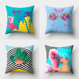 Cute Flamingo Print Pillow Case Waist Throw Cushion Cover Bedroom Decor