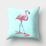 Cute Flamingo Print Pillow Case Waist Throw Cushion Cover Bedroom Decor