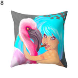 Cute Flamingo Print Pillow Case Waist Throw Cushion Cover Bedroom Decor