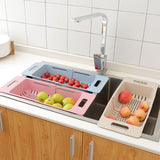 Hollowed Plastic Retractable Vegetable Basket Kitchen Fruit Washing Drain Rack