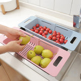 Hollowed Plastic Retractable Vegetable Basket Kitchen Fruit Washing Drain Rack