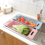 Hollowed Plastic Retractable Vegetable Basket Kitchen Fruit Washing Drain Rack