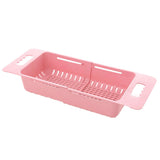 Hollowed Plastic Retractable Vegetable Basket Kitchen Fruit Washing Drain Rack