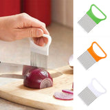 Stainless Steel Onion Holder Slicer Vegetable Cutter Home Kitchen Gadget Tool