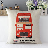 London Characters Flag Bus Linen Cushion Throw Pillow Cover Case Pillowcase